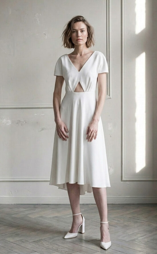 kurzes Brautkleid Standesamt Gartenhochzeit