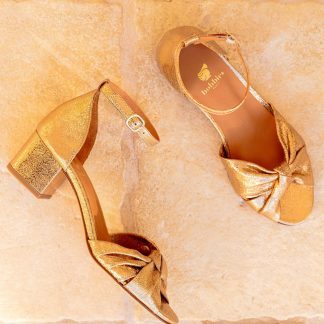 kisui Berlin Brautschuhe Gold Blockabsatz