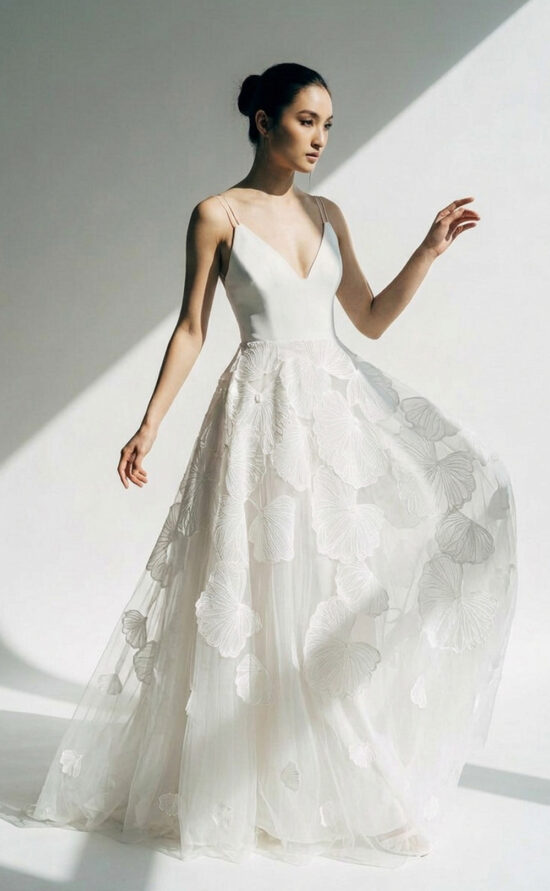 Modern romantic bridal dress, modernes Brautkleid, romantisch