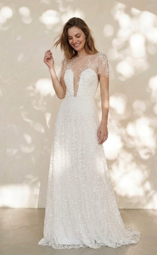Brautkleid mit Punkten, romantisches Brautkleid