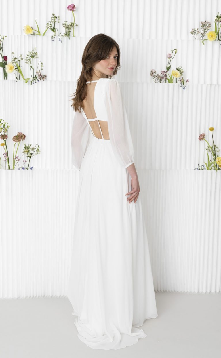 Wedding Dress: Bell Square Chiffon