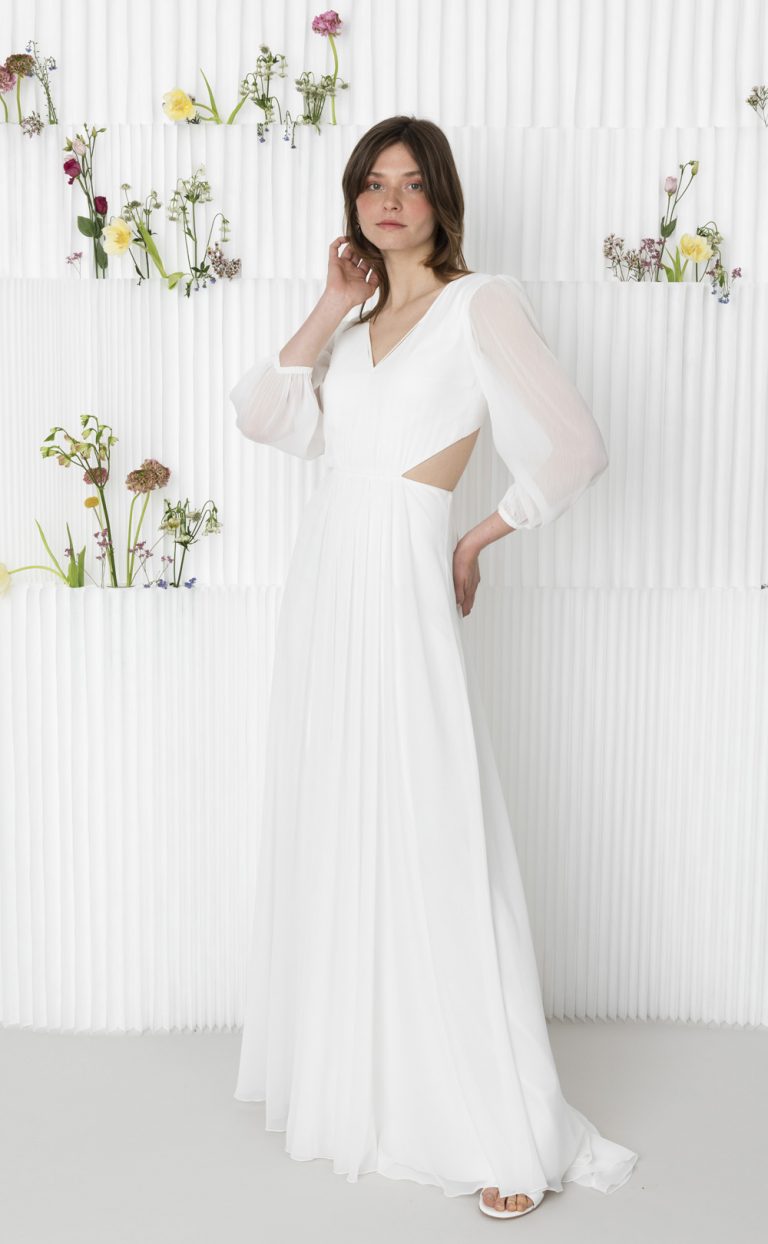 Wedding Dress: Bell Square Chiffon