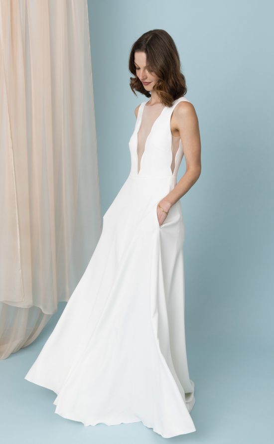 kisui Berlin Brautkleid clean chic pur schlicht mit Taschen Bridal Gown Wedding Dress with pockets pure