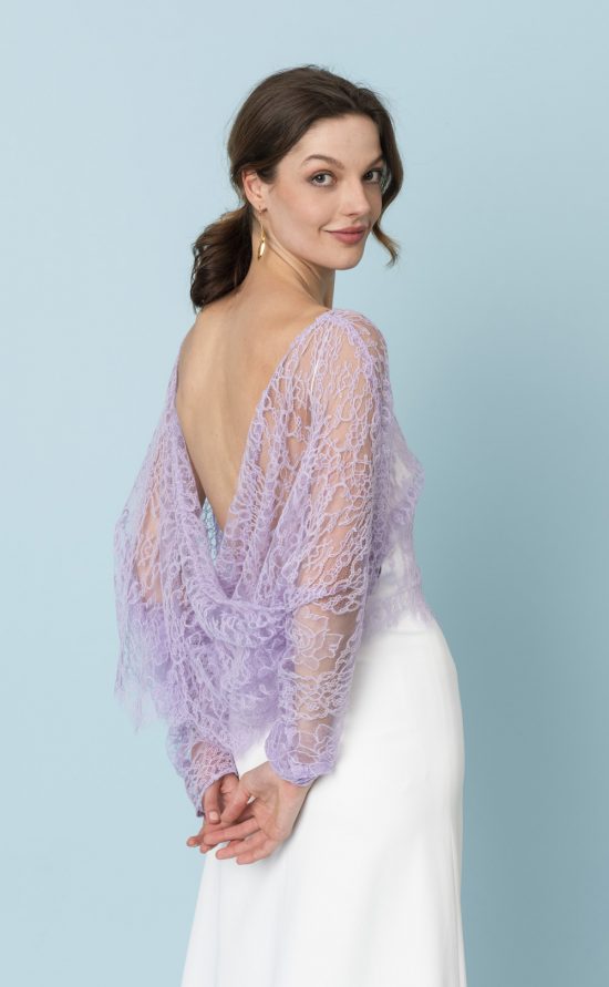 Brautpulli mit Wasserfall-Ausschnitt Spitze Bridal Sweater kisui Berlin