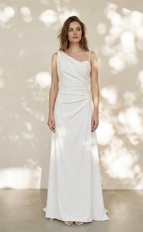kisui Berlin modernes Brautkleid, asymmetrisch, one shoulder