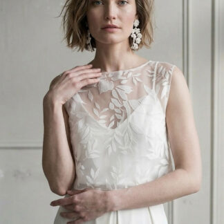 transparentes Brauttop mit floralem Muster
