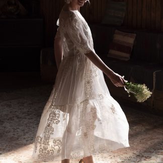 kisui Brautkleid Standesamtliche Hochzeit Kleid mit Ärmeln Sommerkleid Boho romantisches kurzes Hochzeitskleid Bloomagrita