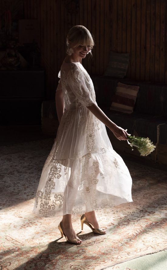 kisui Brautkleid Standesamtliche Hochzeit Kleid mit Ärmeln Sommerkleid Boho romantisches kurzes Hochzeitskleid Bloomagrita