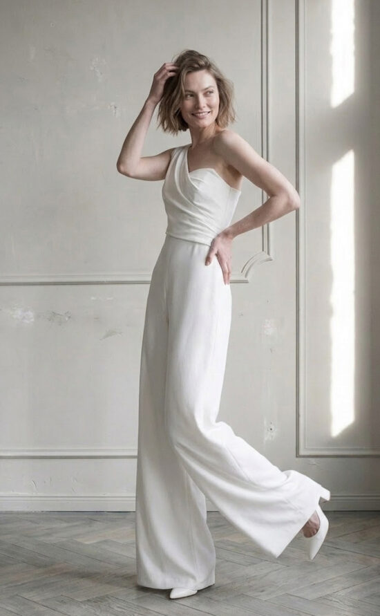 kisui Jumpsuit asymmetrisch elegant ivory urban wedding