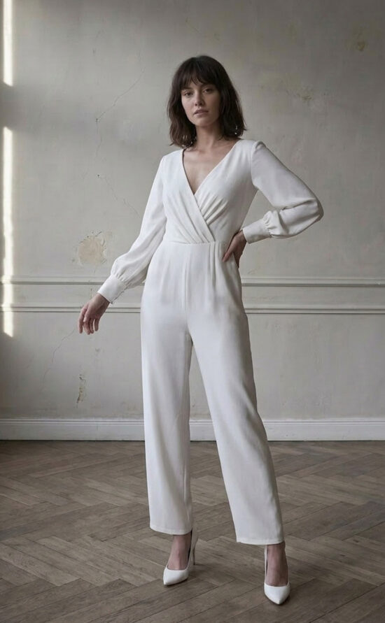 kisui Berlin Jumpsuit mit Ärmeln Rent your wedding outfit Brautmode zum leihen