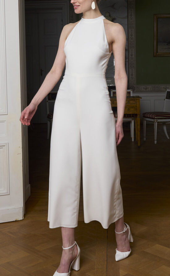 kisui Braut Standesamt Outfit Hochzeit Jumpsuit Neckholder Schleife schöner Rücken