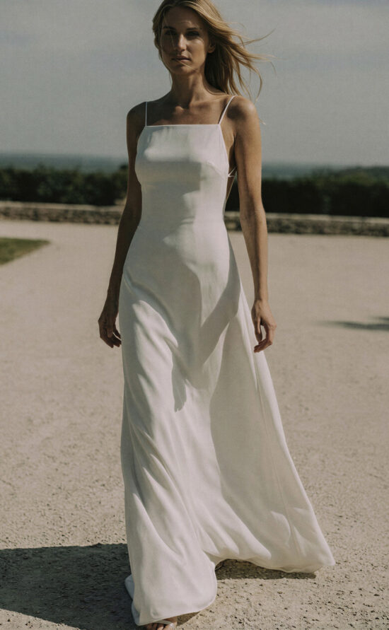 kisui Berlin Seidenkleid elegant hochgeschlossen Silk wedding dress