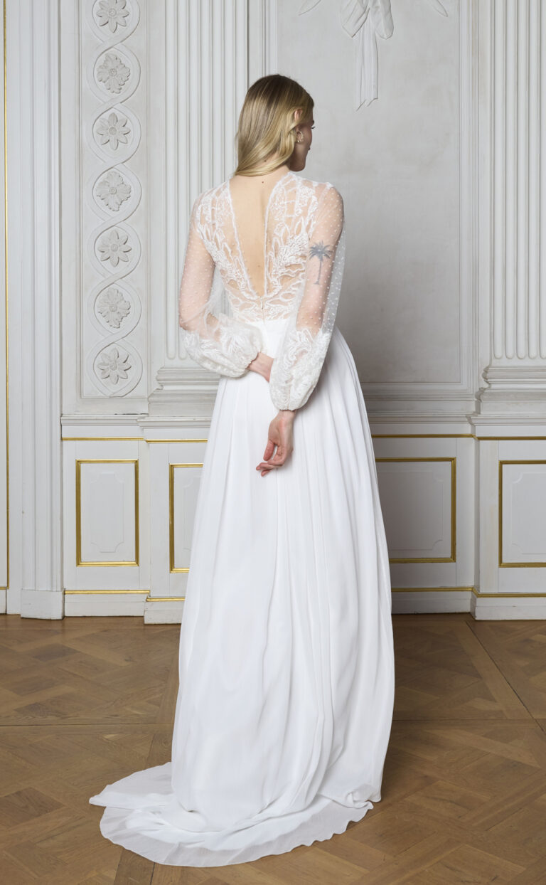 Bridal Dress with Sleeves: Style Boho Dots Pure