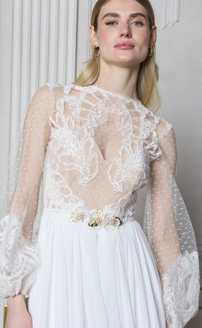Bridal Dress with Sleeves: Style Boho Dots Pure