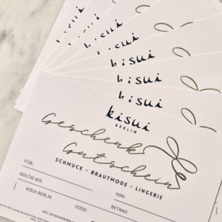 kisui Berlin Geschenkgutschein Hochzeit Gift Card Wedding Jewellery Schmuck Lingerie Dessous