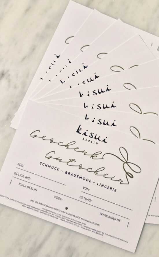kisui Berlin Geschenkgutschein Hochzeit Gift Card Wedding Jewellery Schmuck Lingerie Dessous