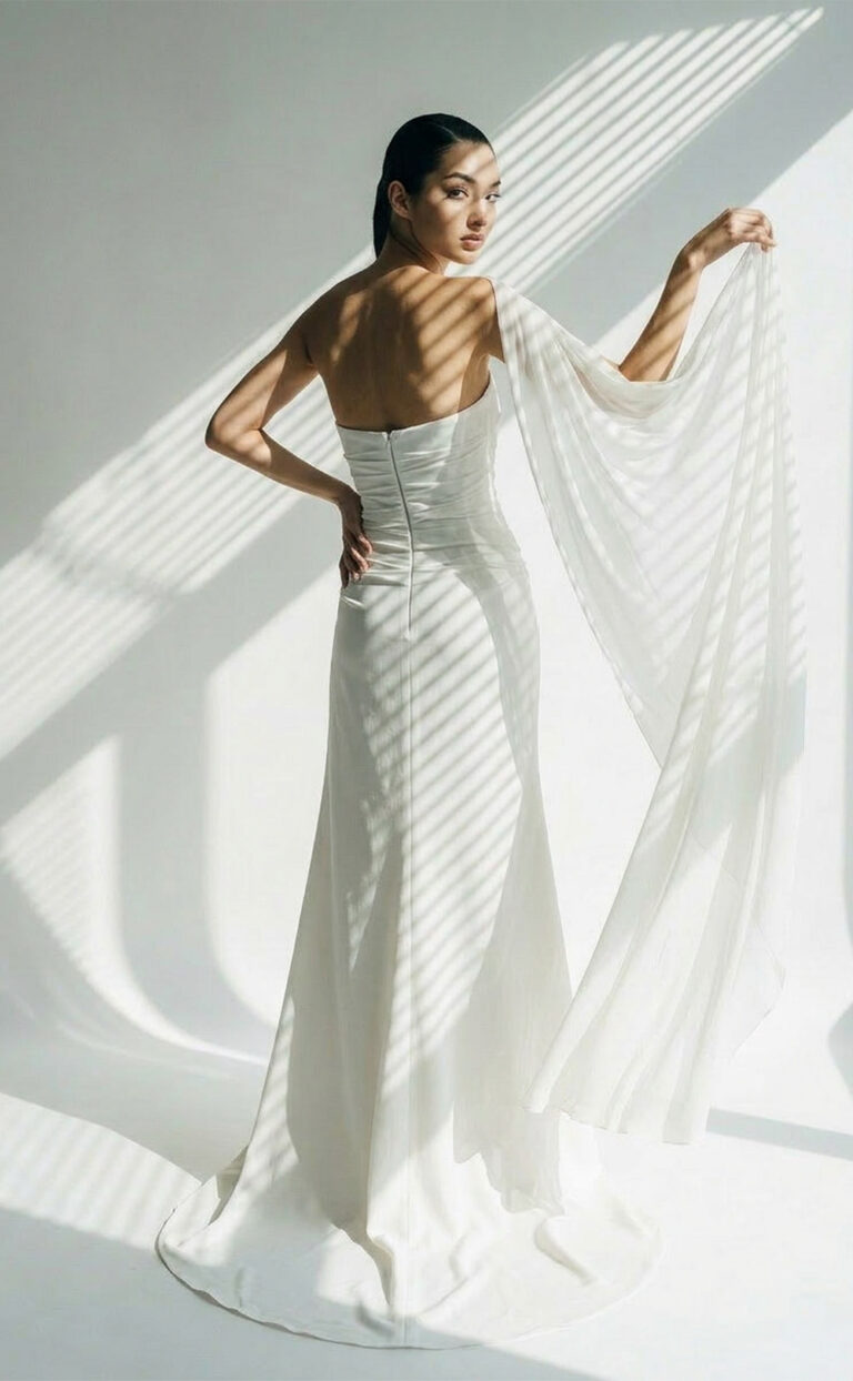 Ama Pleats – Modernes Brautkleid mit wandelbaren Ärmeln