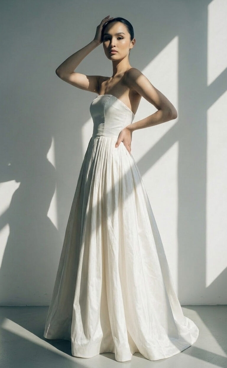 Avara – Schlichtes Brautkleid aus Dupionseide mit wandelbarem Look
