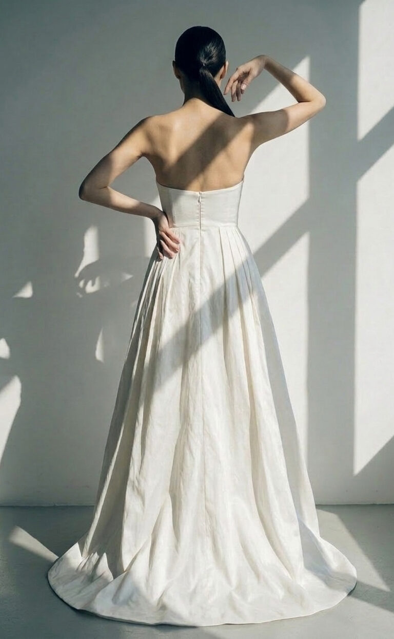 Avara – Schlichtes Brautkleid aus Dupionseide mit wandelbarem Look
