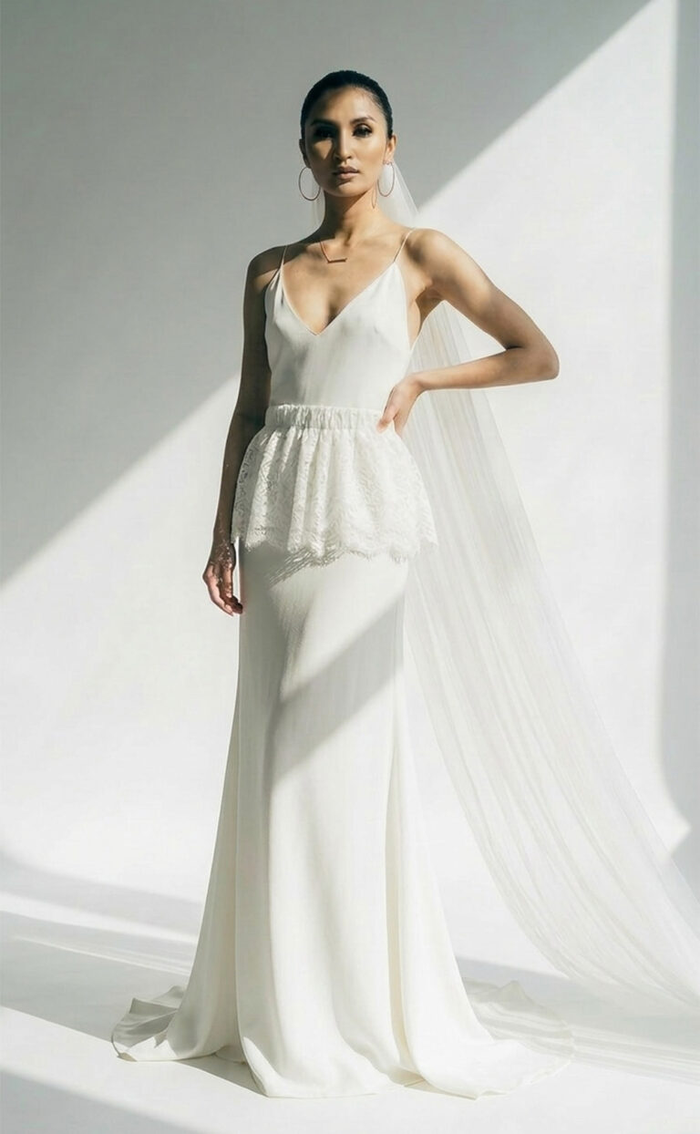 Court Peplum – Moderne Braut-Peplum aus Seide oder französischer Spitze