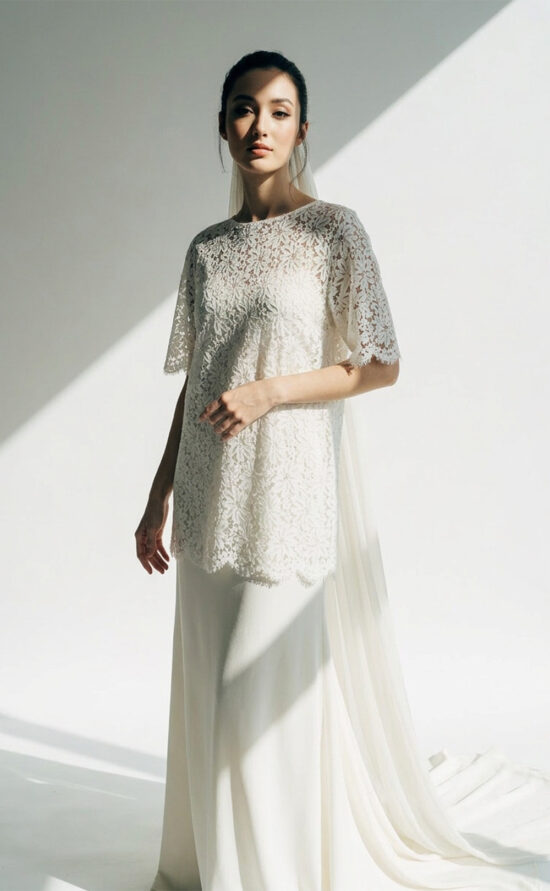 Fleur Top Long – Langes Brauttop aus französischer Baumwollspitze