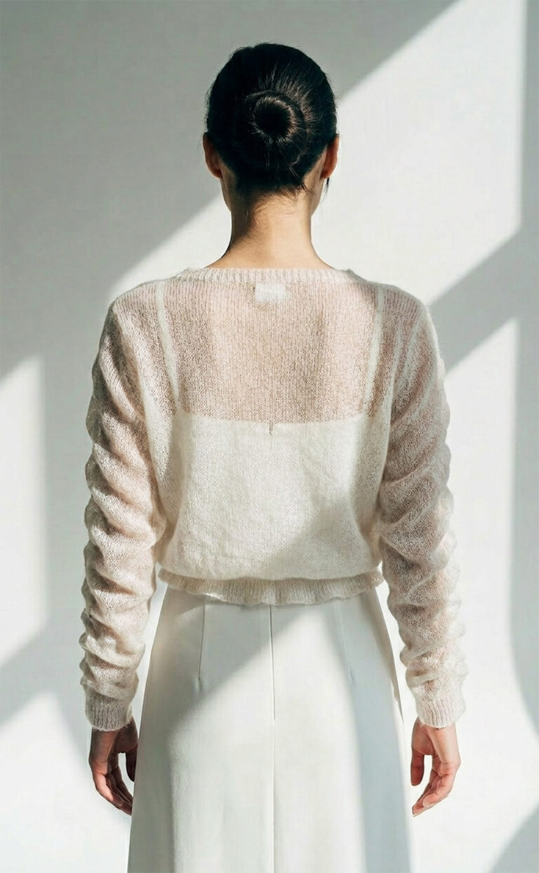 Lea Pullover – Weicher Brautpullover aus semitransparentem Mohair-Mix
