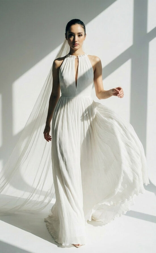 Simean – Modernes Plissee-Brautkleid mit Avara Gürtel