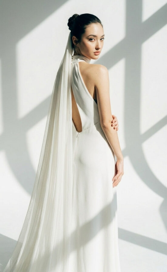 Soft Silk Orle – Brautkleid aus gewaschener Seide mit modernem Neckholder