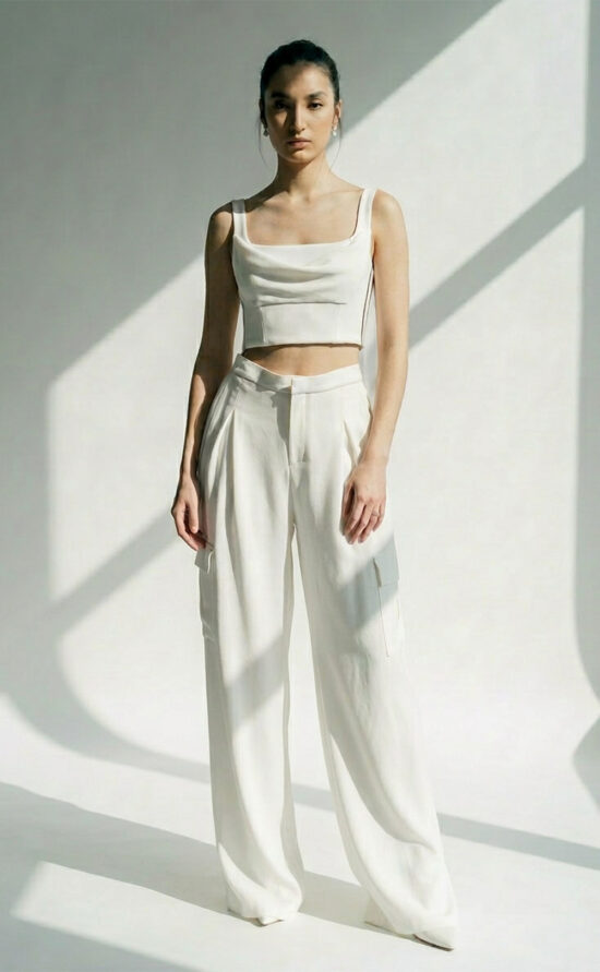 Soft Silk Sophia Top & Soft Silk Hose – Moderner Brautlook aus gewaschener Seide