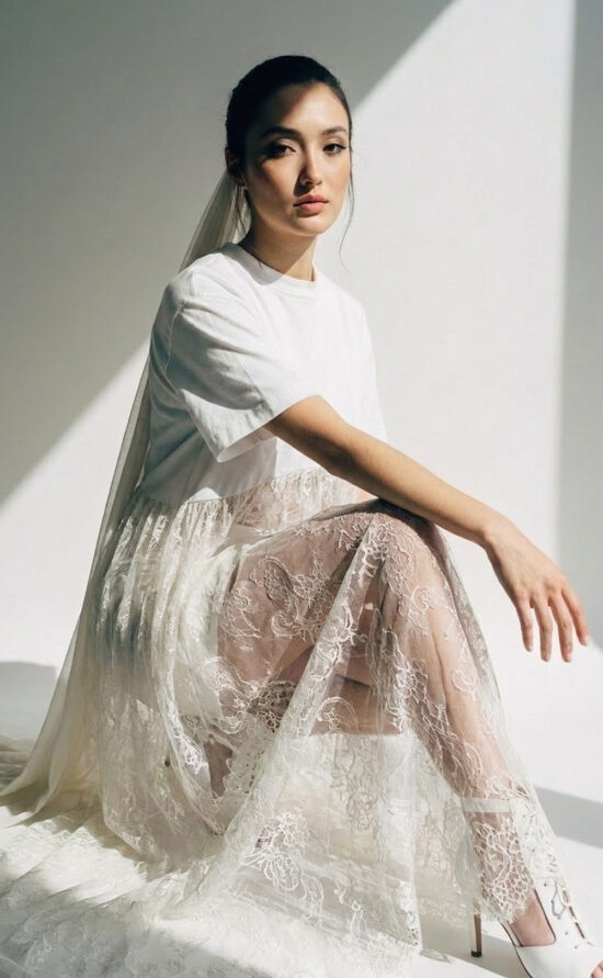 T-shirt Lace Dress – Brautkleid mit T-Shirt und Chantilly-Spitze