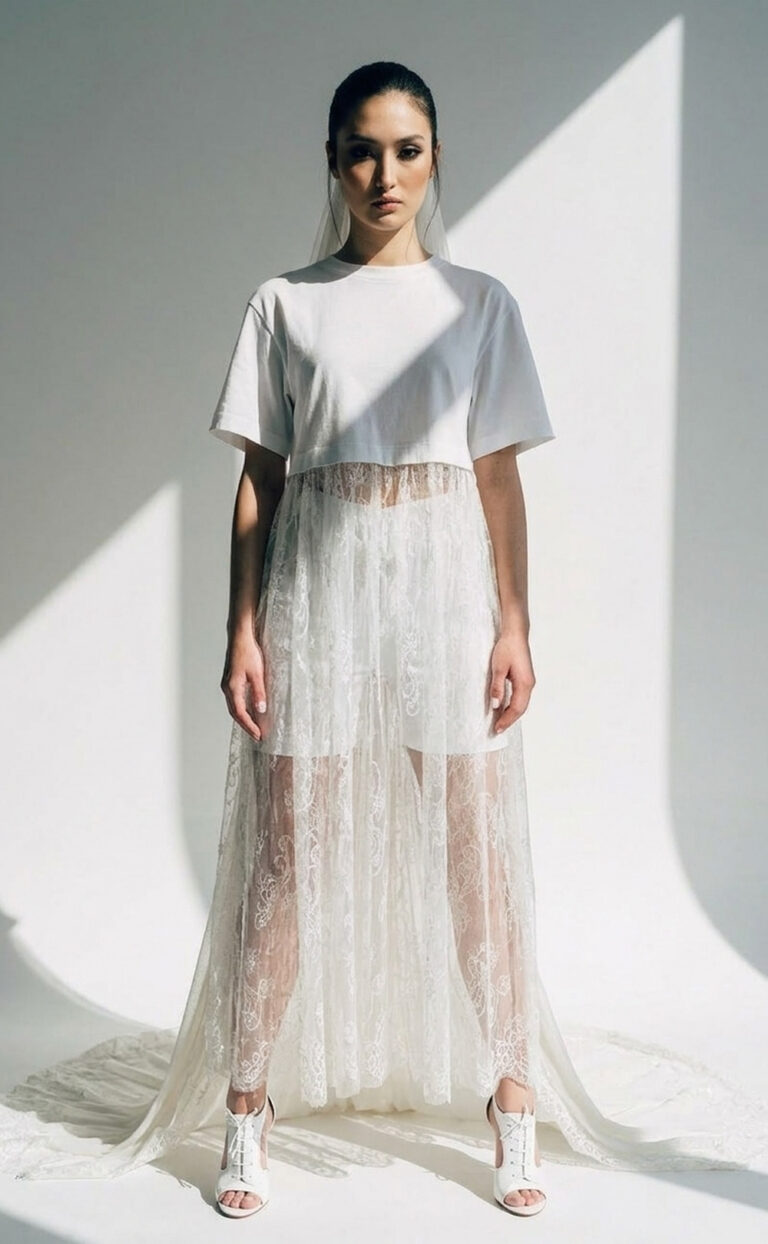 T-shirt Lace Dress – Brautkleid mit T-Shirt und Chantilly-Spitze