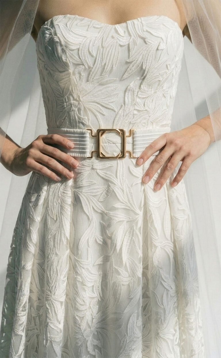 Renya Belt – Elastischer Brautgürtel mit goldfarbener Schließe