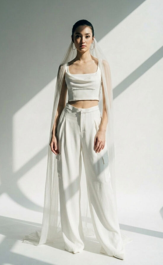 Bridal Seperates, Bridal Trousers, Bridal Top, modern Wedding Look